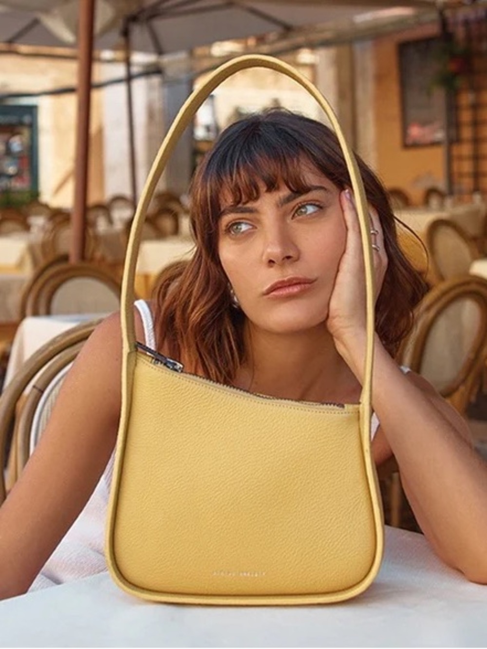 Status Anxiety Phenomena Lemon Yellow Leather Asymmetrical Shoulder Bag